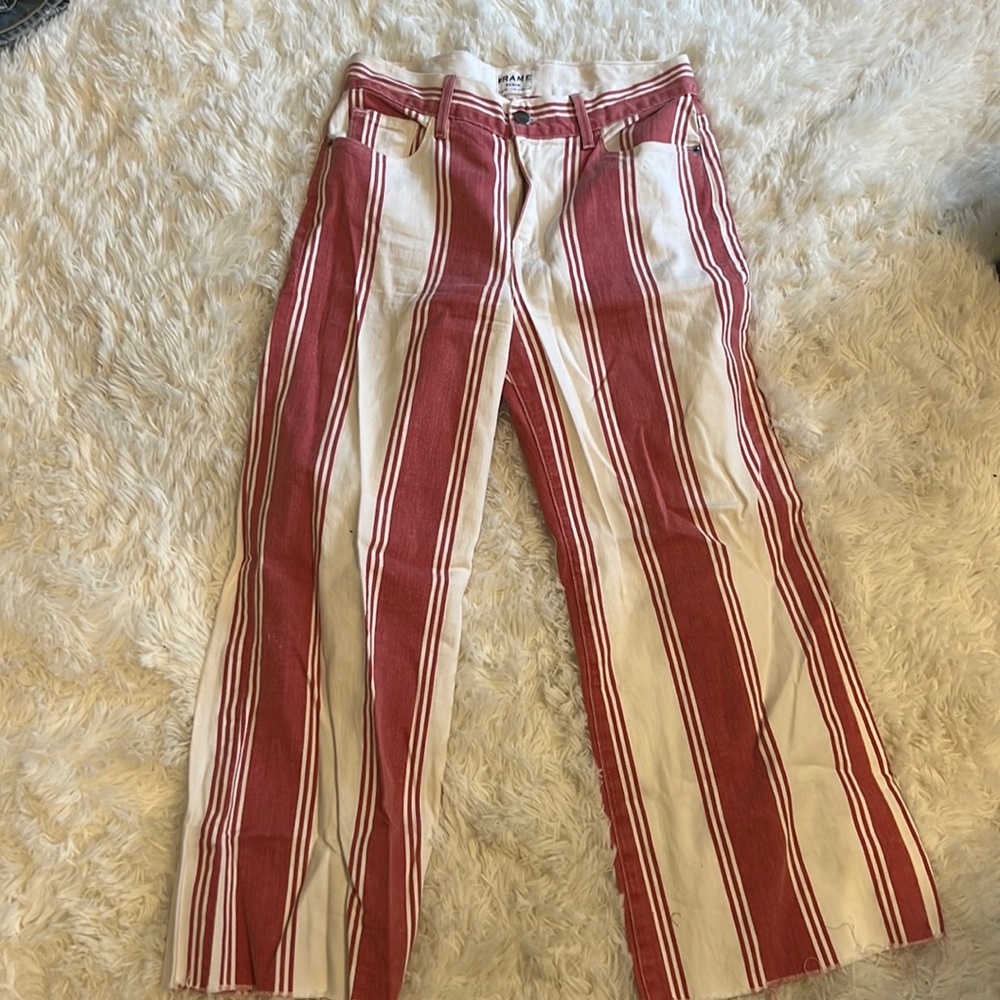 Frame striped denim. Wide leg